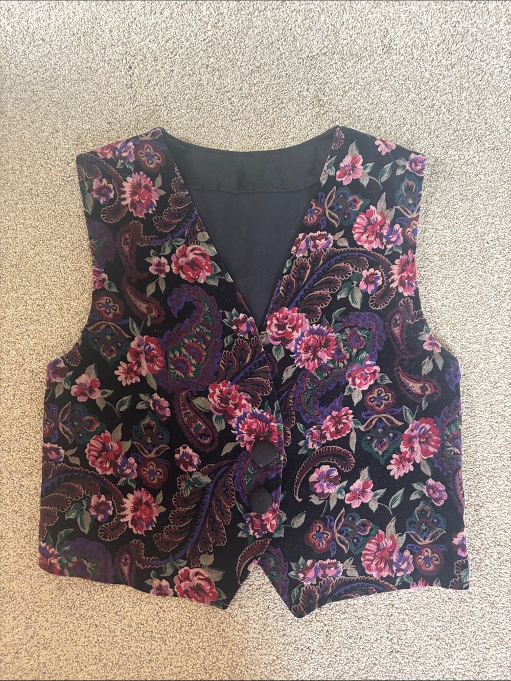 Hand made Floral Paisley V-Neck Women's Vest Pink & Purple Floral